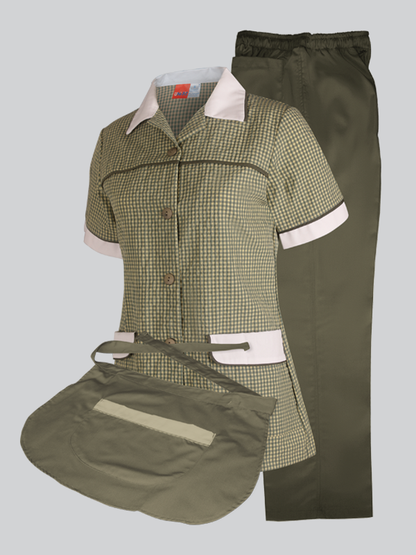 Short Sleeves Maidset With Pants and Apron